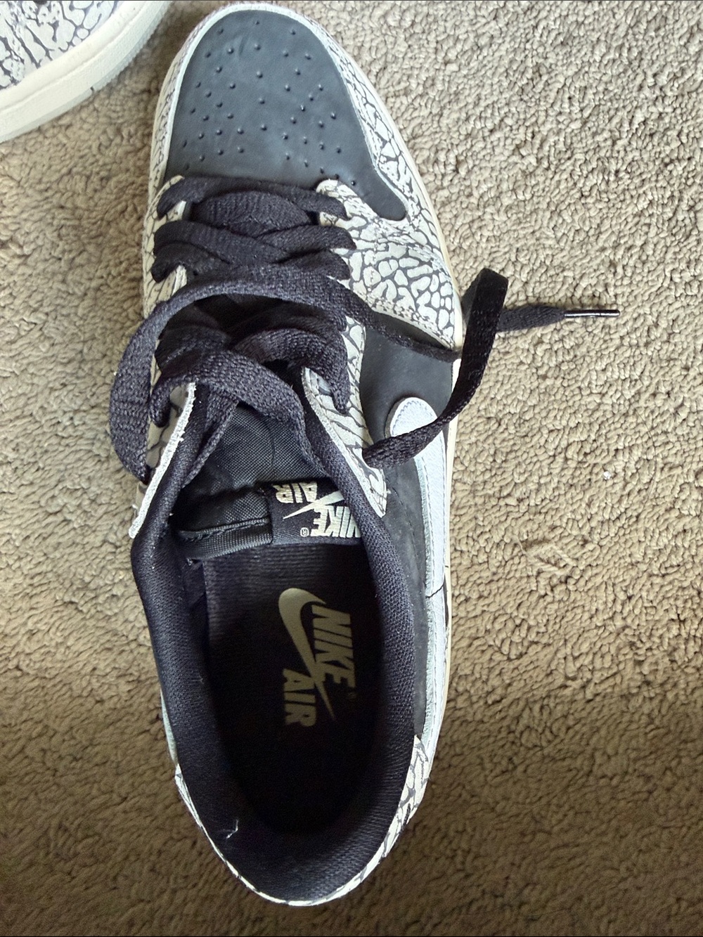 Jordan Women's Black & White Crackle Low Top Sneakers - Picture 6 of 6
